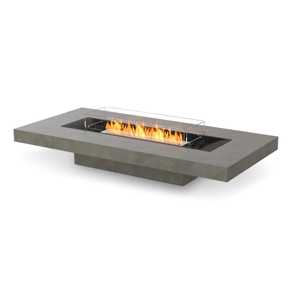 EcoSmart Fire Gin 90 Inch Freestanding (Low) Rectangular Concrete Fire Pit Table Natural