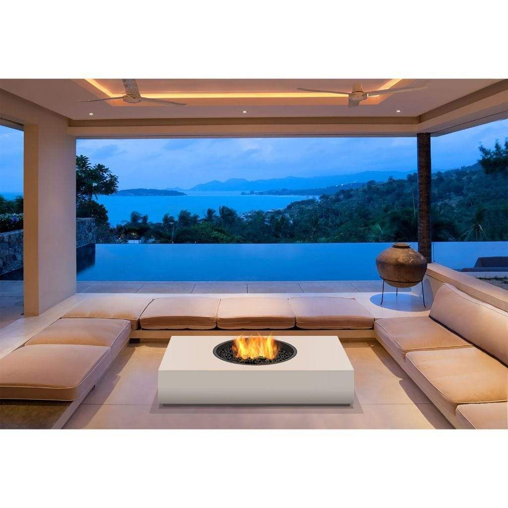 EcoSmart Fire Martini 50 Inch Freestanding Rectangular Concrete Fire Pit Table Installed (Lifestyle View) 2