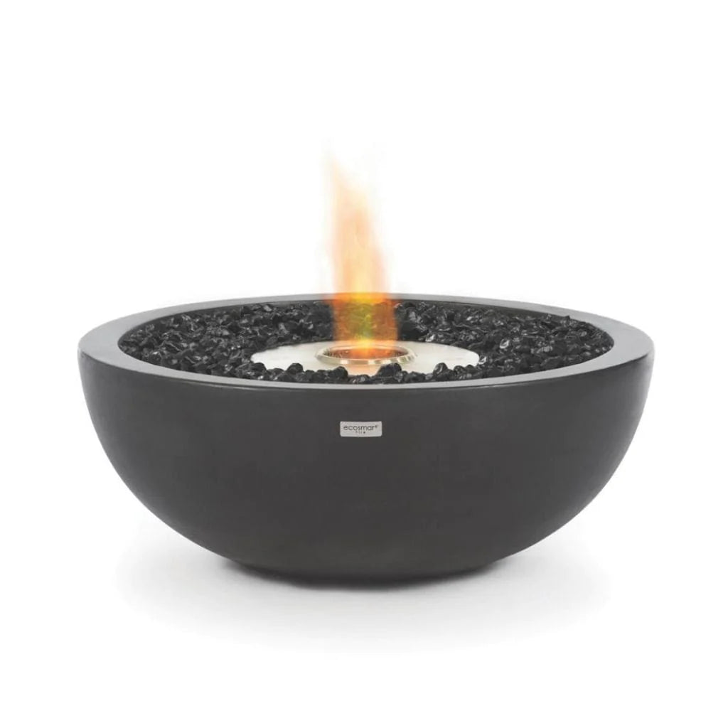 EcoSmart Fire Mix 600 Bioethanol Freestanding Round Concrete Fire Pit Bowl Graphite
