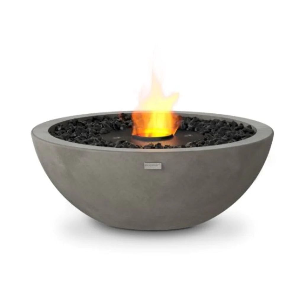 EcoSmart Fire Mix 600 Bioethanol Freestanding Round Concrete Fire Pit Bowl Natural (Black Burner)