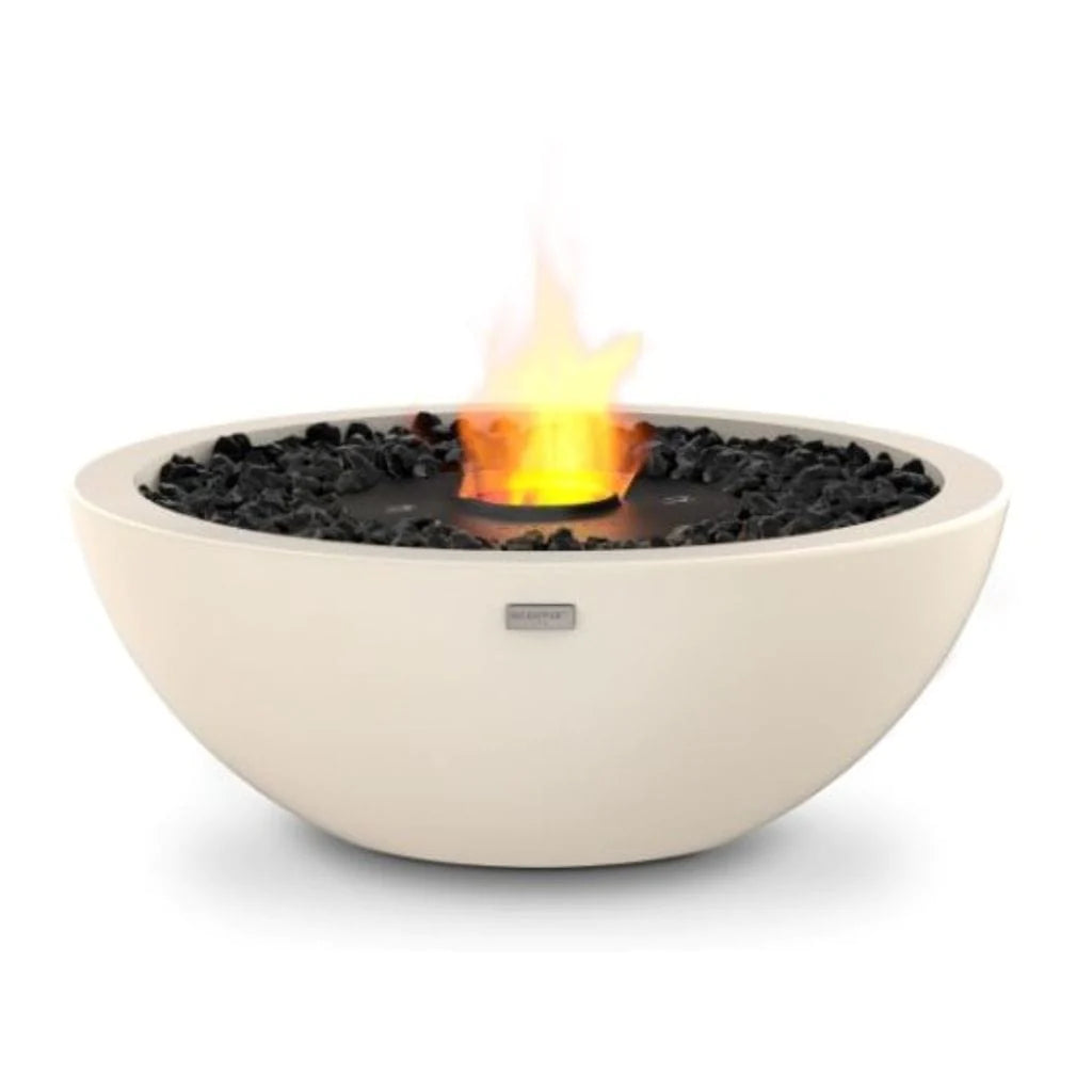 EcoSmart Fire Mix 600 Bioethanol Freestanding Round Concrete Fire Pit Bowl Bone (Black Burner
