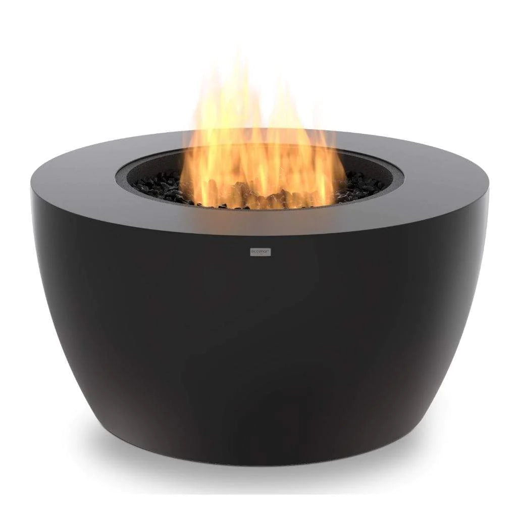 EcoSmart Fire Pod 40 Freestanding Round Concrete Fire Pit Bowl Graphite with Fire On