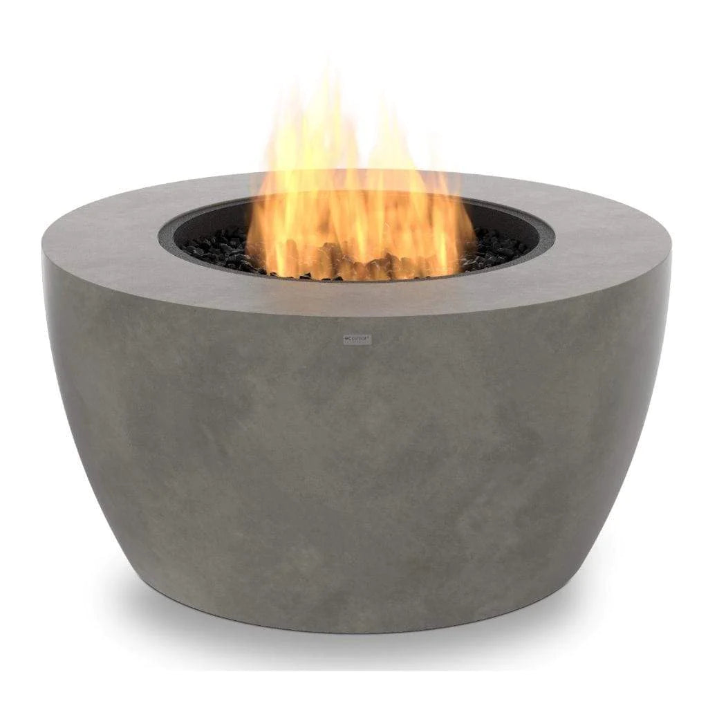EcoSmart Fire Pod 40 Freestanding Round Concrete Fire Pit Bowl Natural with Fire On