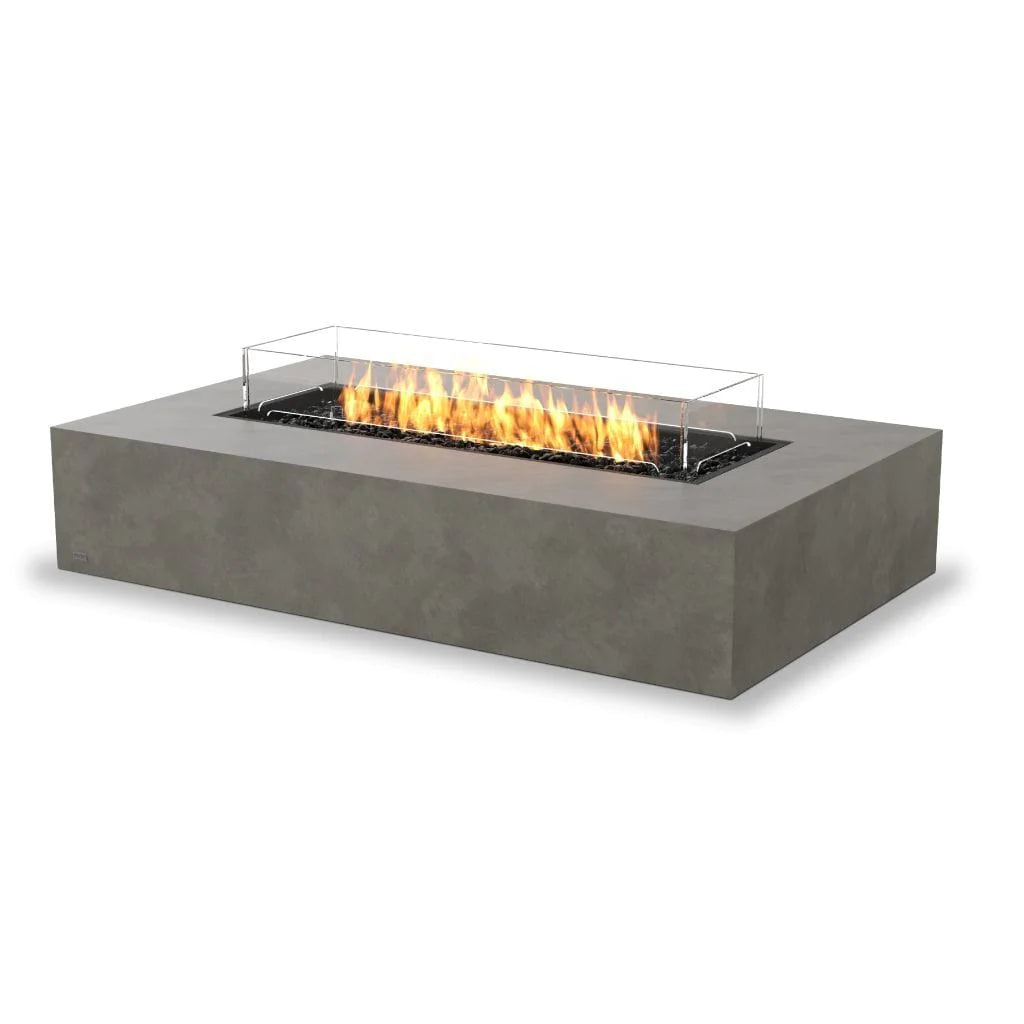 EcoSmart Fire Wharf 65 Inch Freestanding Rectangular Concrete Fire Pit Table Natural