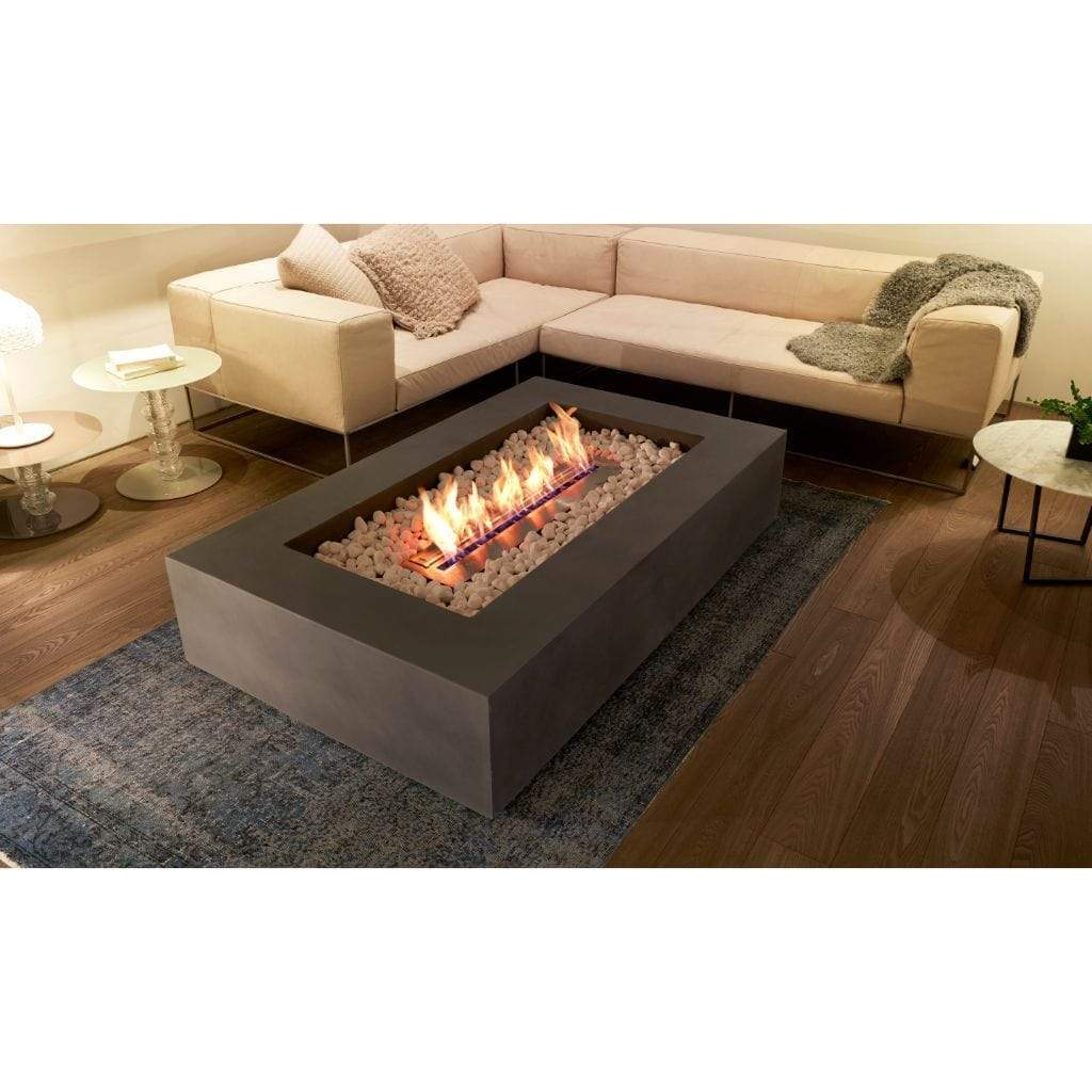 EcoSmart Fire Wharf 65 Inch Freestanding Rectangular Concrete Fire Pit Table Installed (Lifestyle View) 5