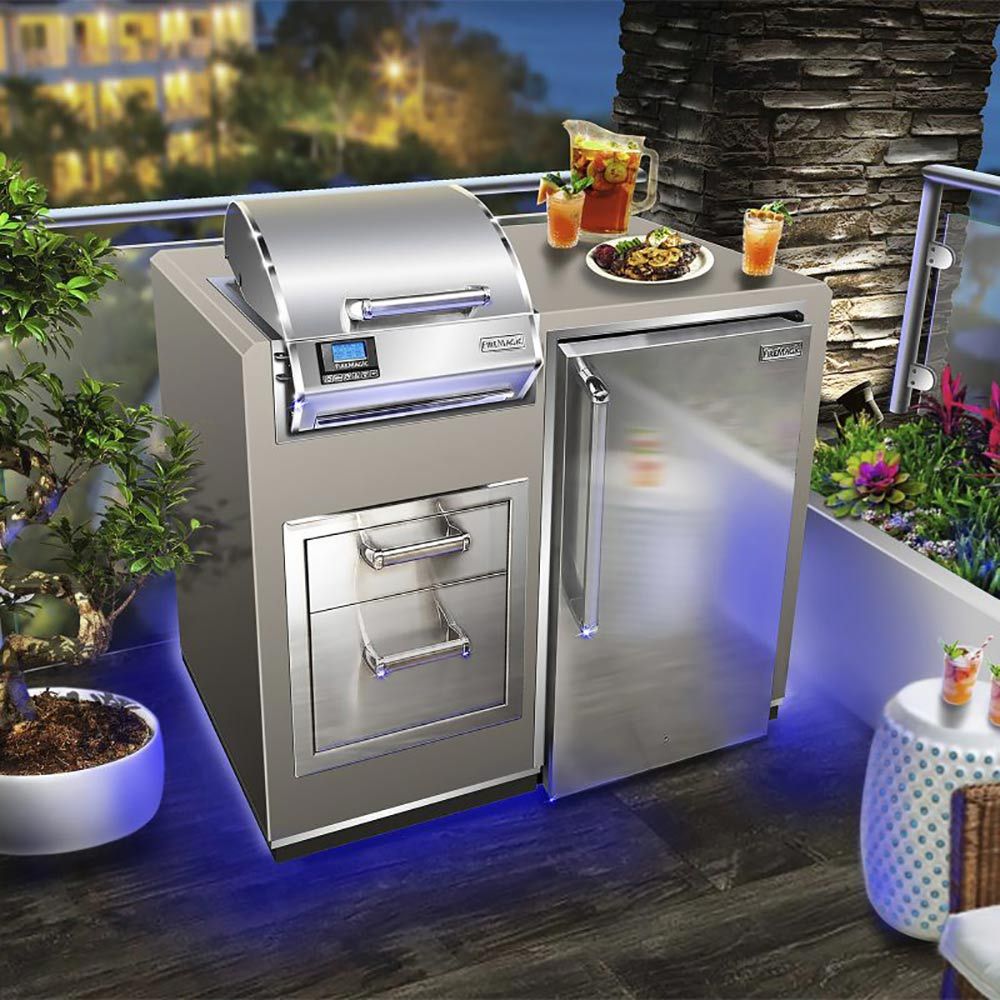 Fire Magic 44 Inch Electric Grill Island Bundle with Refrigerator and Double Drawer