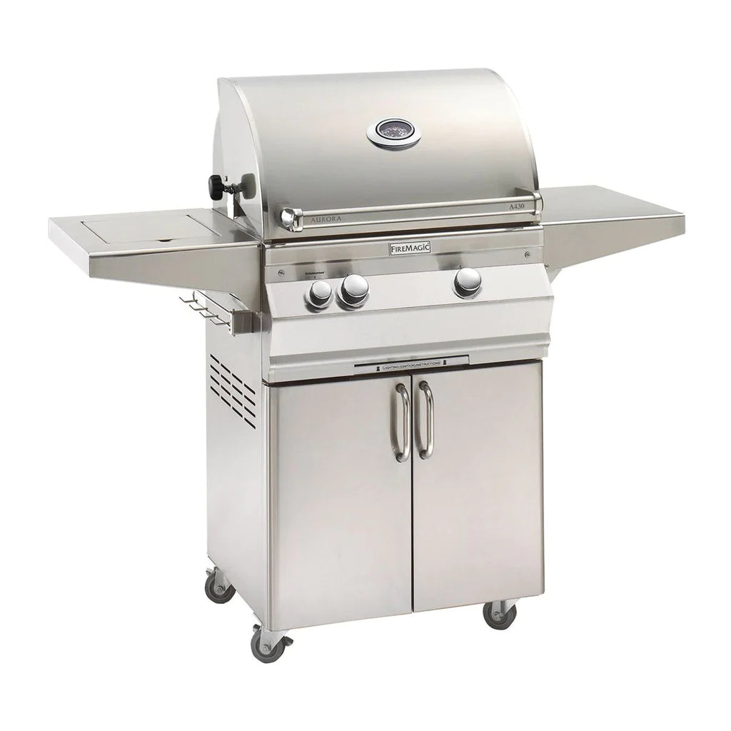 Fire Magic Aurora 24 Inch 2 Burner Freestanding Gas Grill with Analog Thermometer