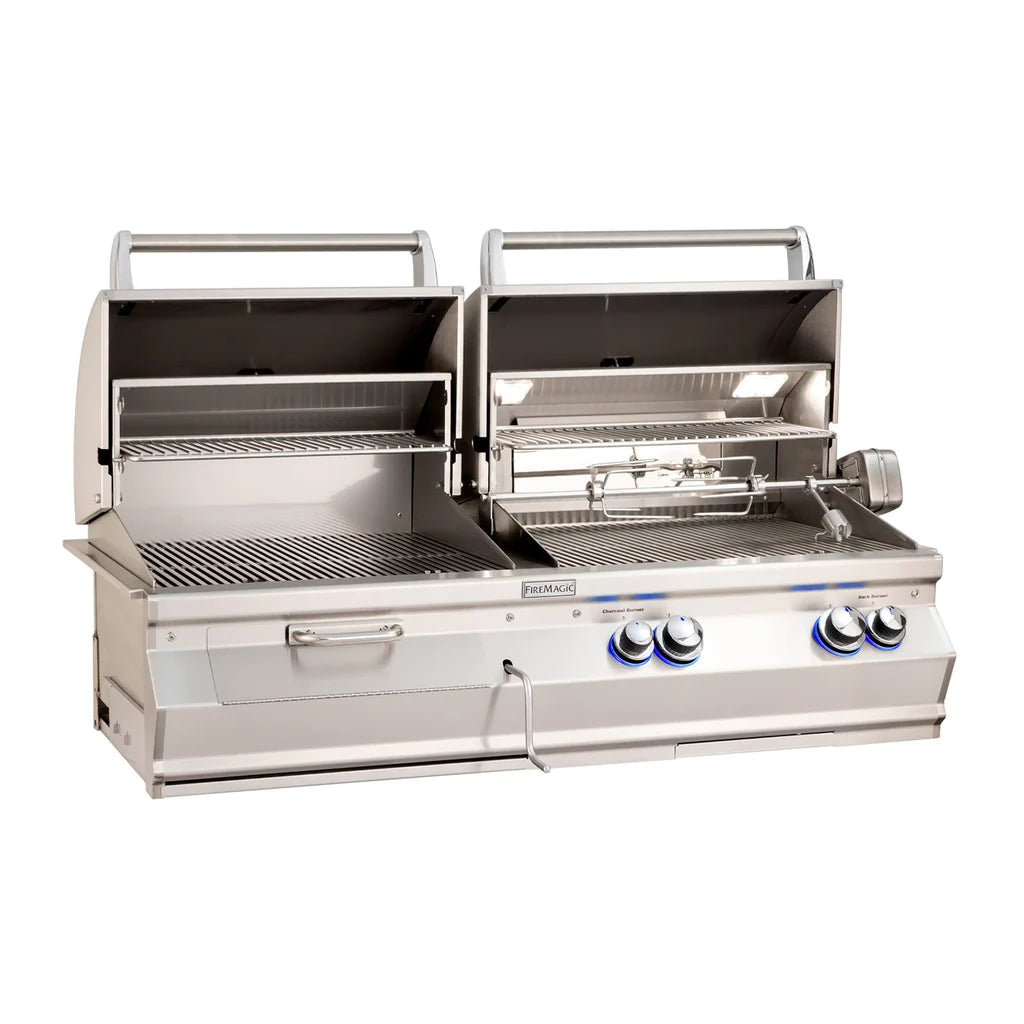 Fire Magic Aurora 46 Inch Built-In Gas and Charcoal Dual Grill with Analog Thermometer