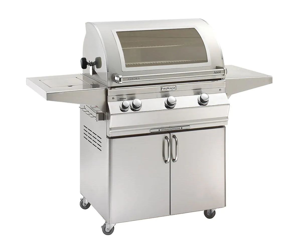 Fire Magic Aurora A660s 30 Inch 3 Burner Freestanding Gas Grill with Analog Thermometer