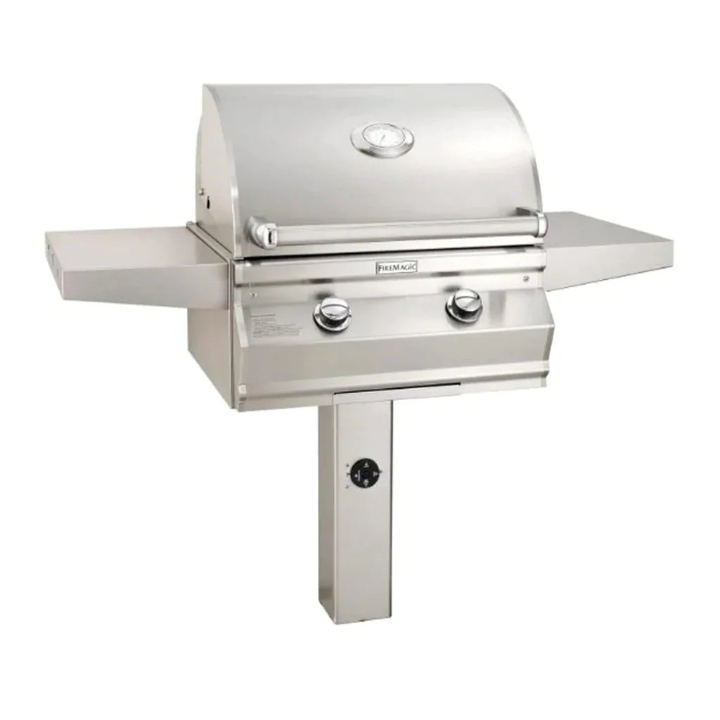 Fire Magic Choice Muilt-User 24 Inch 2 Burner Freestanding Post Mounted Gas Grill with Analog Thermometer