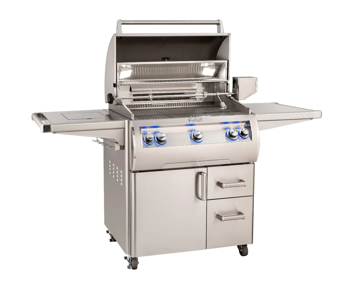 Fire Magic Echelon Diamond 30 Inch 3 Burner Freestanding Gas Grill with Rotisserie and Analog Thermometer