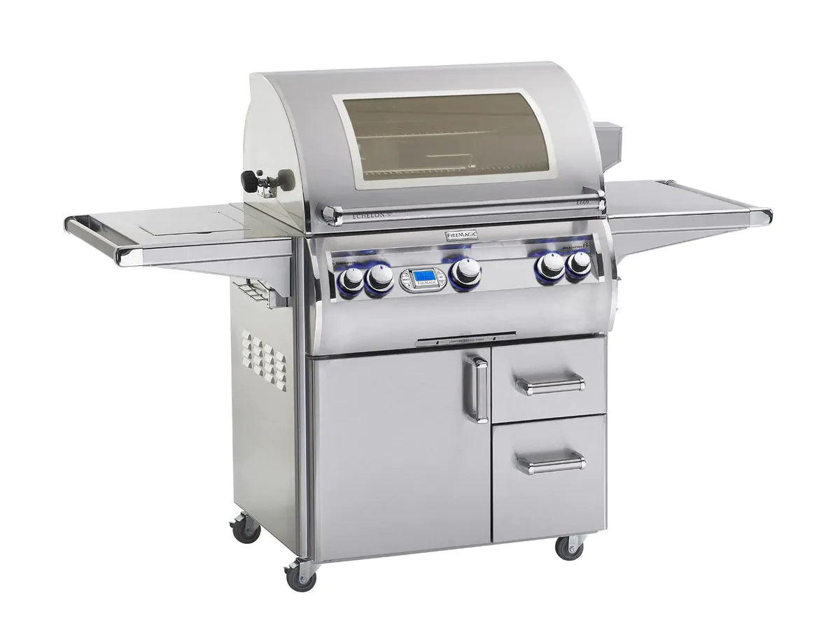 Fire Magic Echelon Diamond 30 Inch 3 Burner Freestanding Gas Grill with Rotisserie and Digital Thermometer