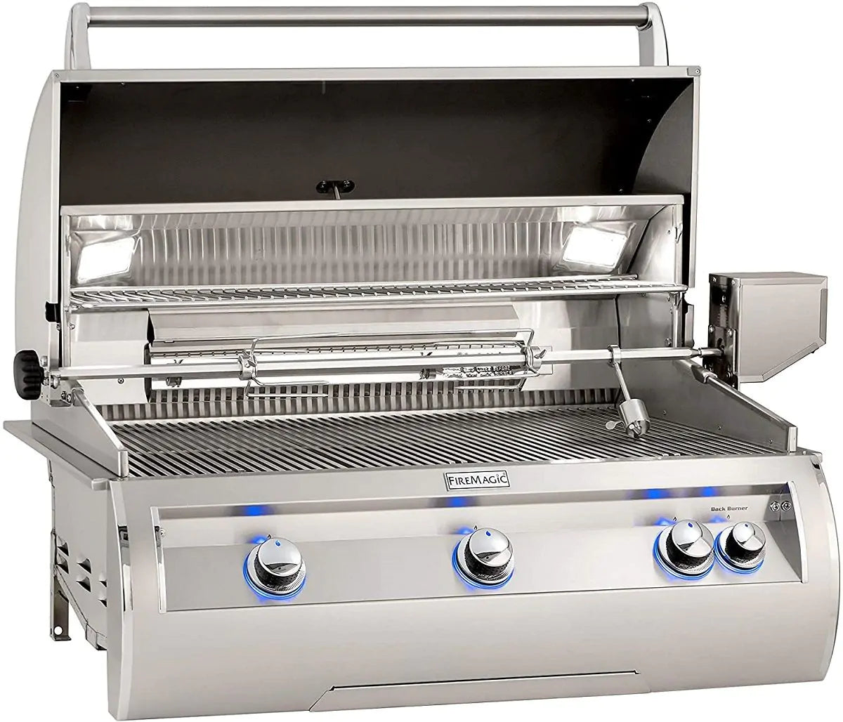 Fire Magic Echelon Diamond 36 Inch 3 Burner Built-In Gas Grill with Rotisserie and Analog Thermometer
