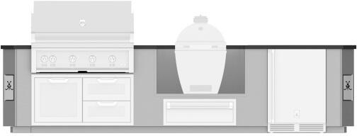 Hestan 12-Foot Outdoor Living Suite with Cutout for Kamado Grill Front View