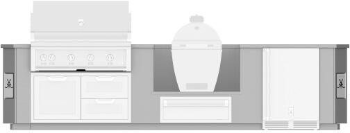 Hestan 12-Foot Outdoor Living Suite with Stainless Countertop and Cutout for Kamado Grill Front View
