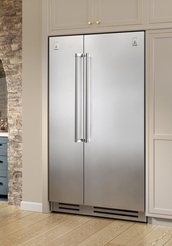 Hestan 18 Inch Freezer Column with Overlay Panel Lifestyle