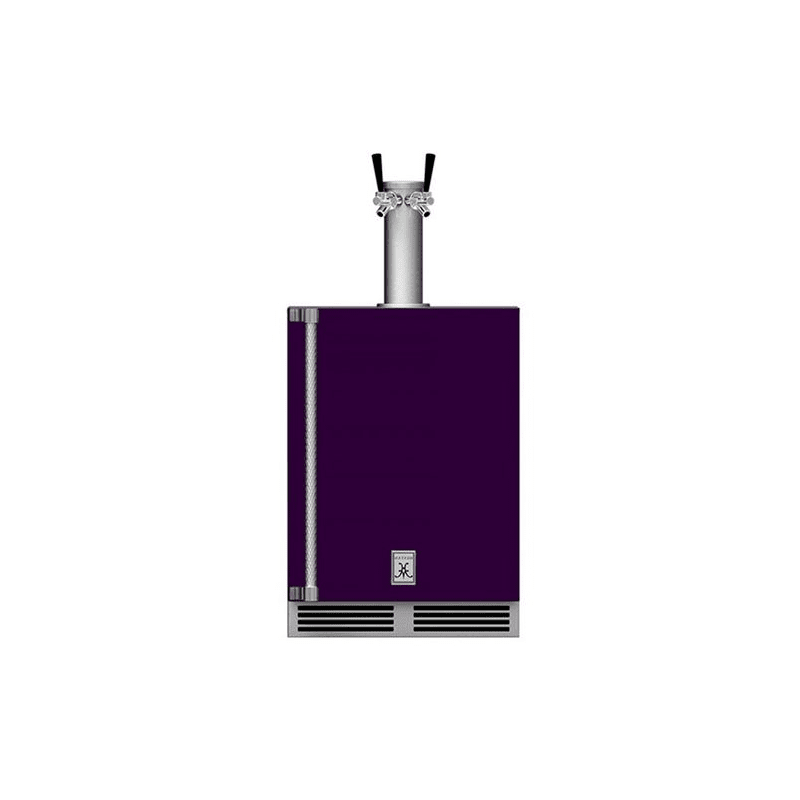 Hestan 24-Inch Outdoor Rated Double Faucet Beer Dispenser Right Hinge Front View Purple