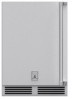 Hestan 24-Inch Outdoor Rated Dual Zone Refrigerator with Solid Door and Wine Storage Left Hinge Front VIew
