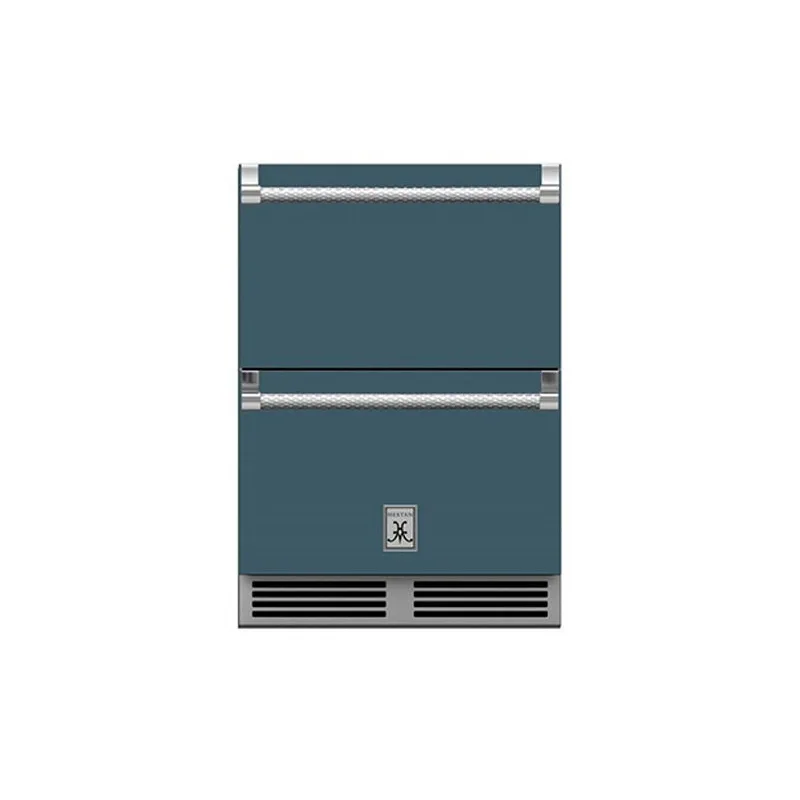 Hestan 24-Inch Outdoor Rated Refrigerator Drawers Front View Dark Gray