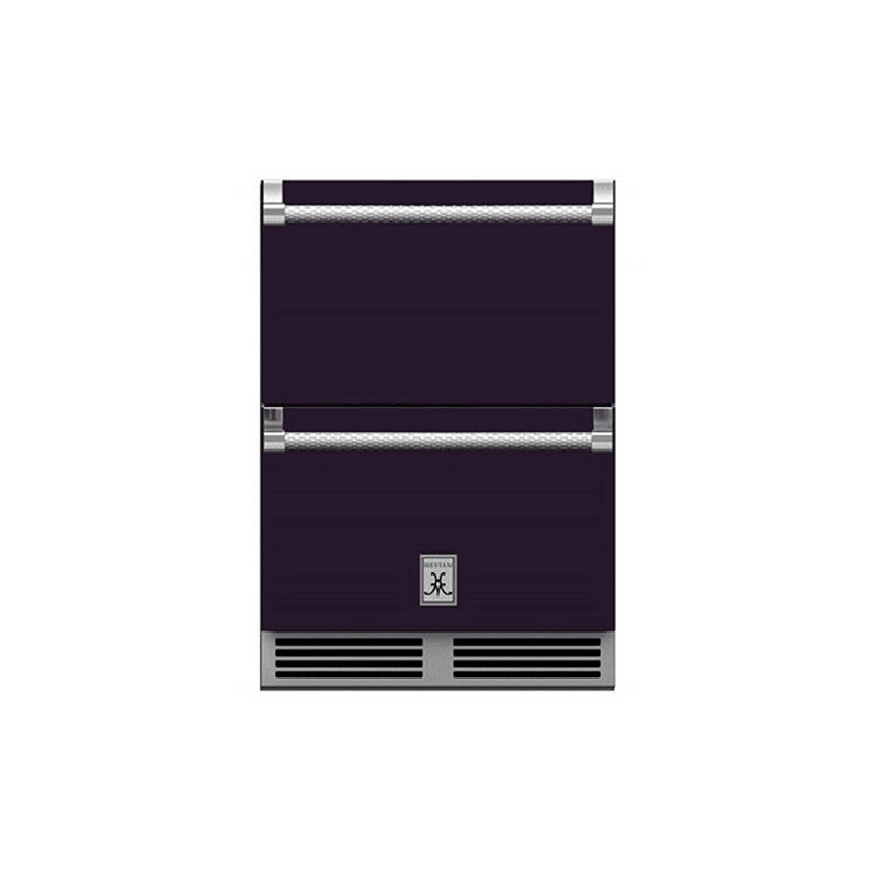 Hestan 24-Inch Outdoor Rated Refrigerator Drawers Front View Purple