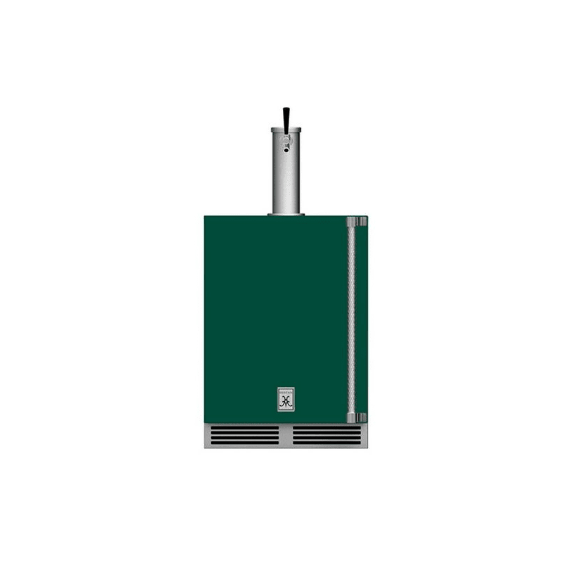 Hestan 24-Inch Outdoor Rated Single Faucet Beer Dispenser Lef Hinge Front View Green