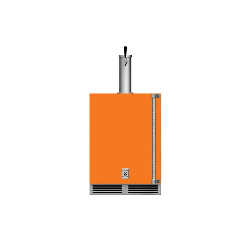 Hestan 24-Inch Outdoor Rated Single Faucet Beer Dispenser Lef Hinge Front View Orange