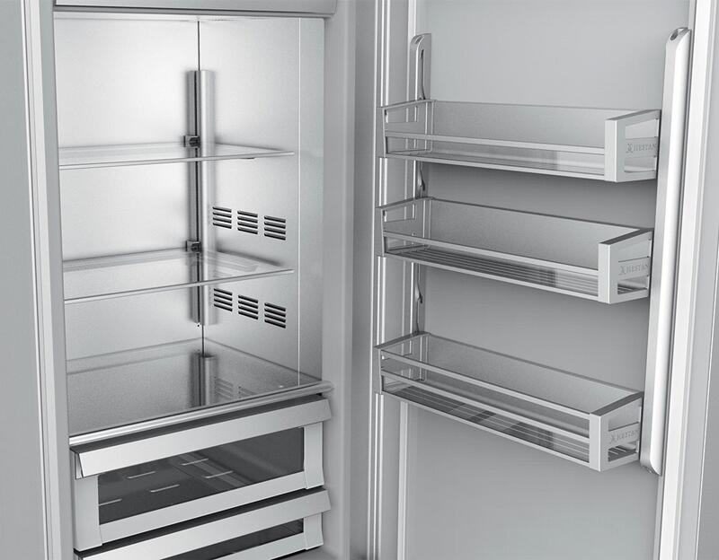 Hestan 24 Inch Refrigerator Column with Overlay Panel Interior View