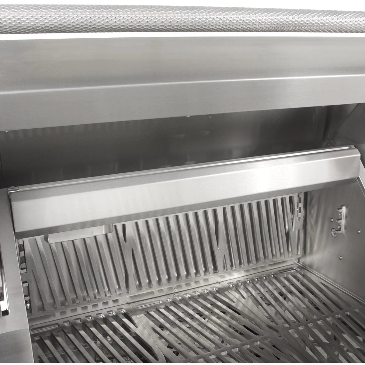 Hestan 30-Inch Built-In Gas Grill With Rotisserie - Warming Rack Stowed Away