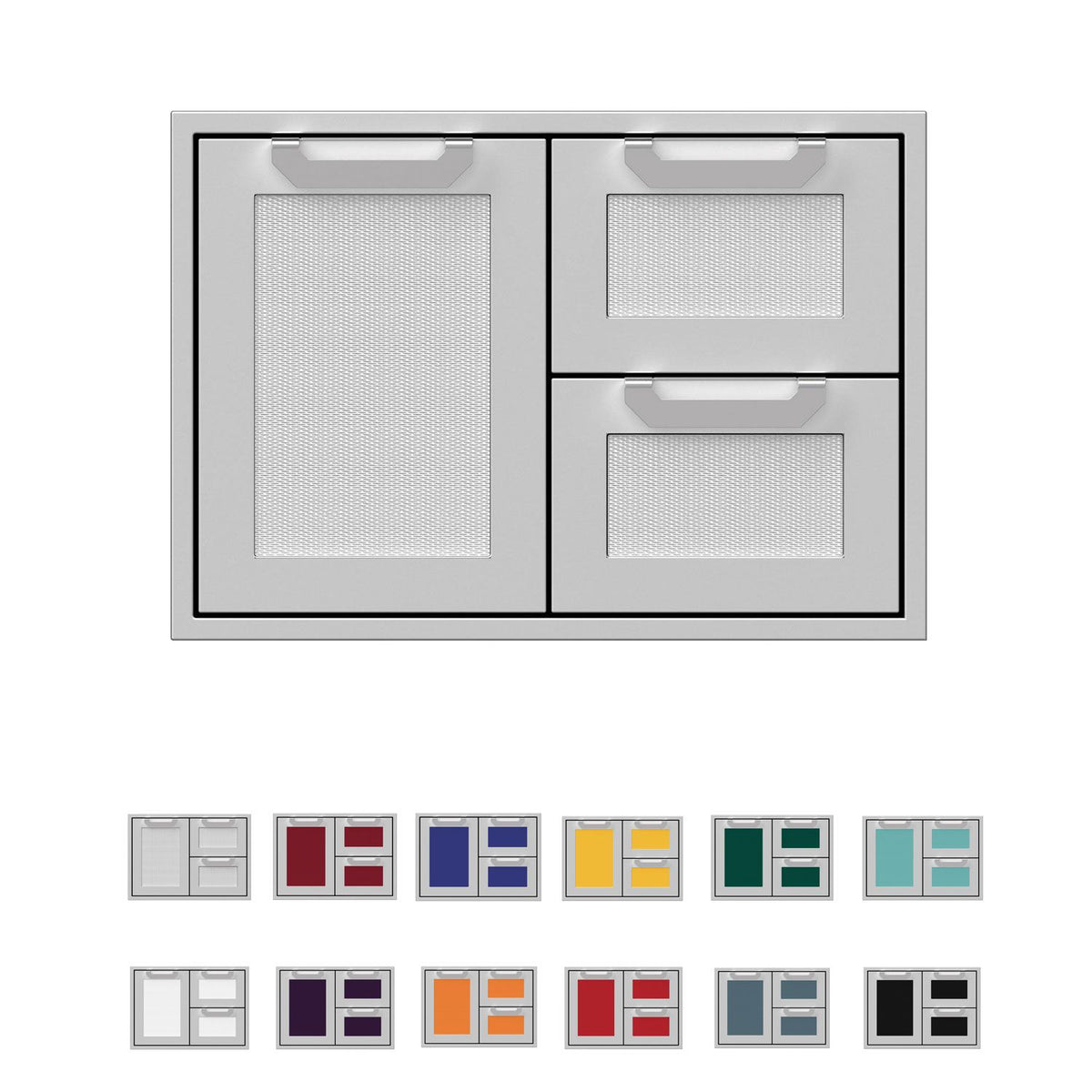 Hestan 30-Inch Double Drawer and Storage Door Combination Front View