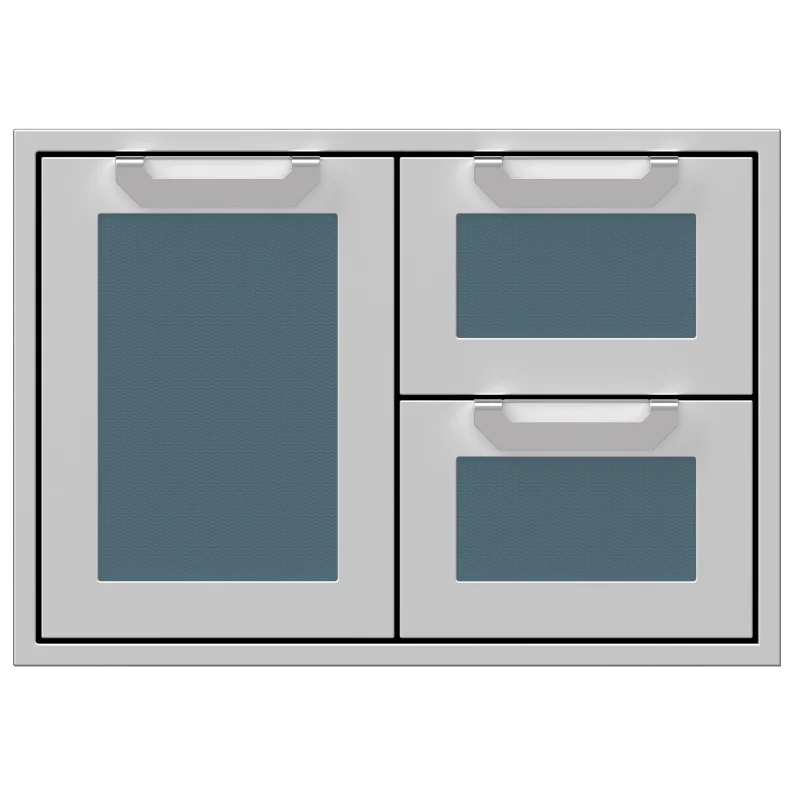 Hestan 30-Inch Double Drawer and Storage Door Combination Front View Dark Gray