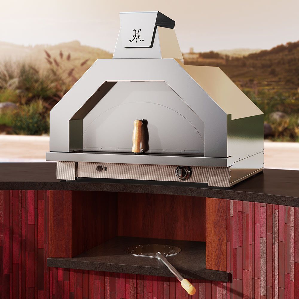Hestan 33-Inch Campania Outdoor Pizza Oven Angled View
