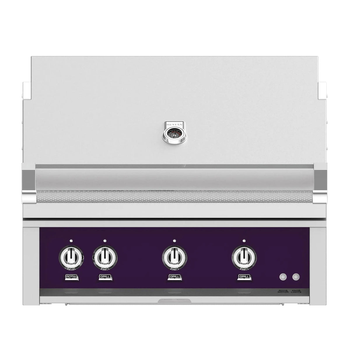Hestan 36-Inch Built-In Gas Grill with All Infrared Burners and Rotisserie in purple color