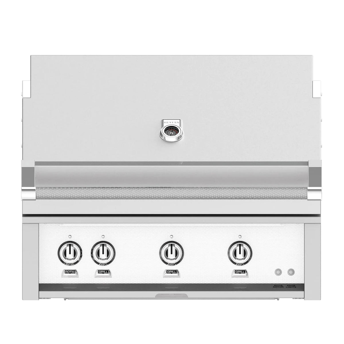 Hestan 36-Inch Built-In Gas Grill with All Infrared Burners and Rotisserie in white color