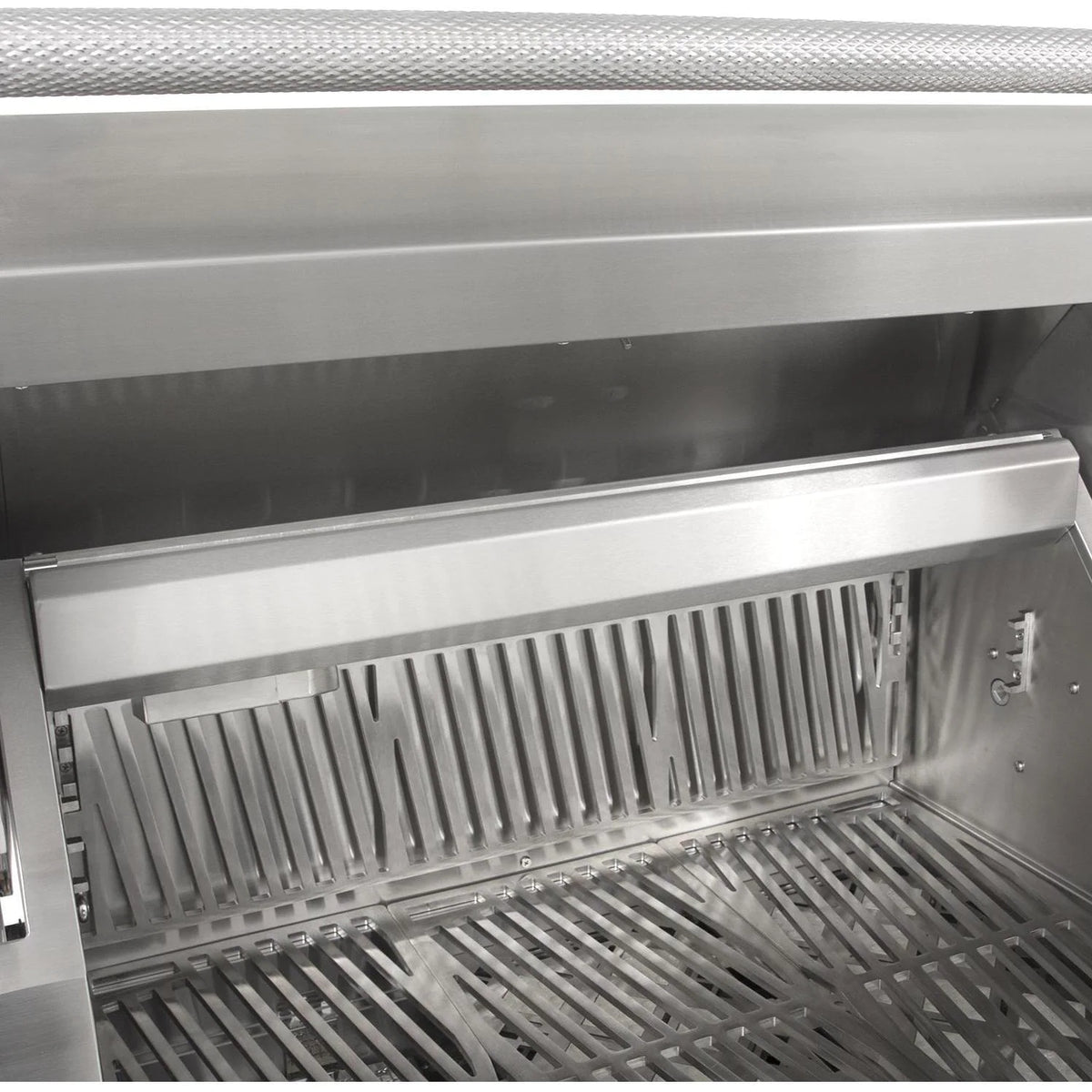 Hestan 36-Inch Built-In Gas Grill With Rotisserie - Warming Rack Stowed Away