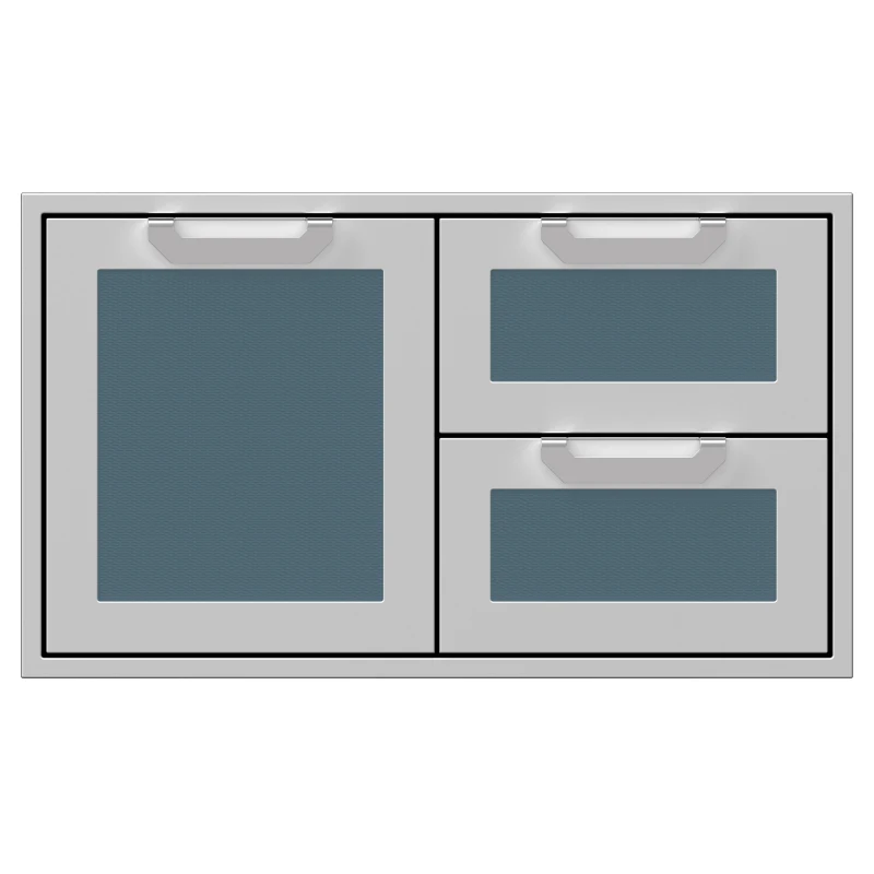 Hestan 36-Inch Double Drawer and Storage Door Combination Front View Dark Gray