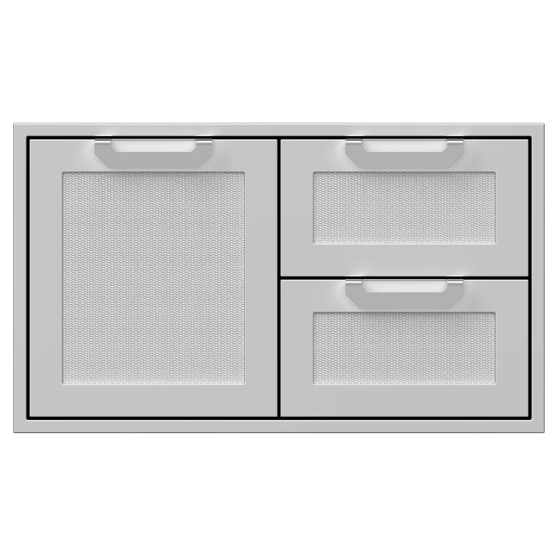 Hestan 36-Inch Double Drawer and Storage Door Combination Front View