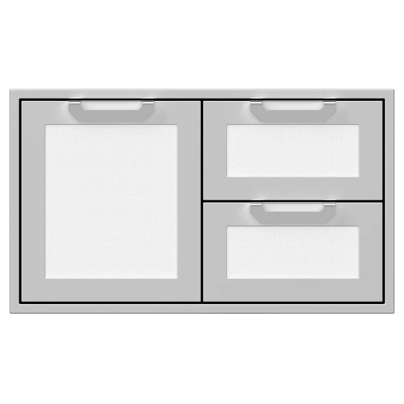 Hestan 36-Inch Double Drawer and Storage Door Combination Front View White