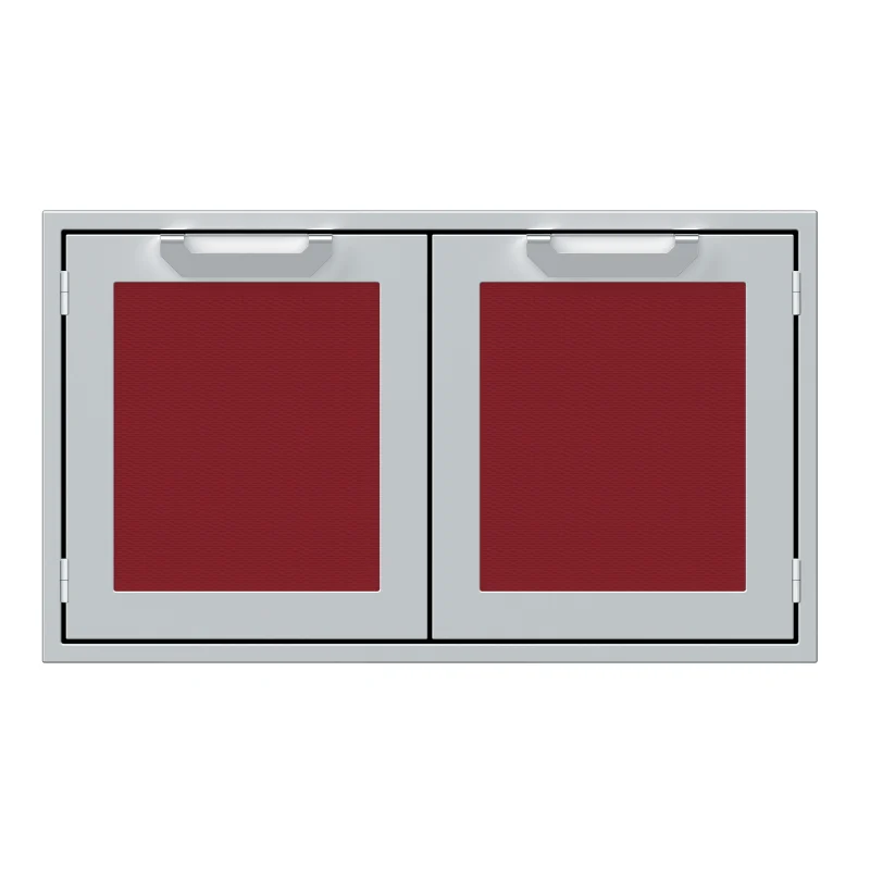 Hestan 36-Inch Double Sealed Pantry Storage Doors Front View Burgundy