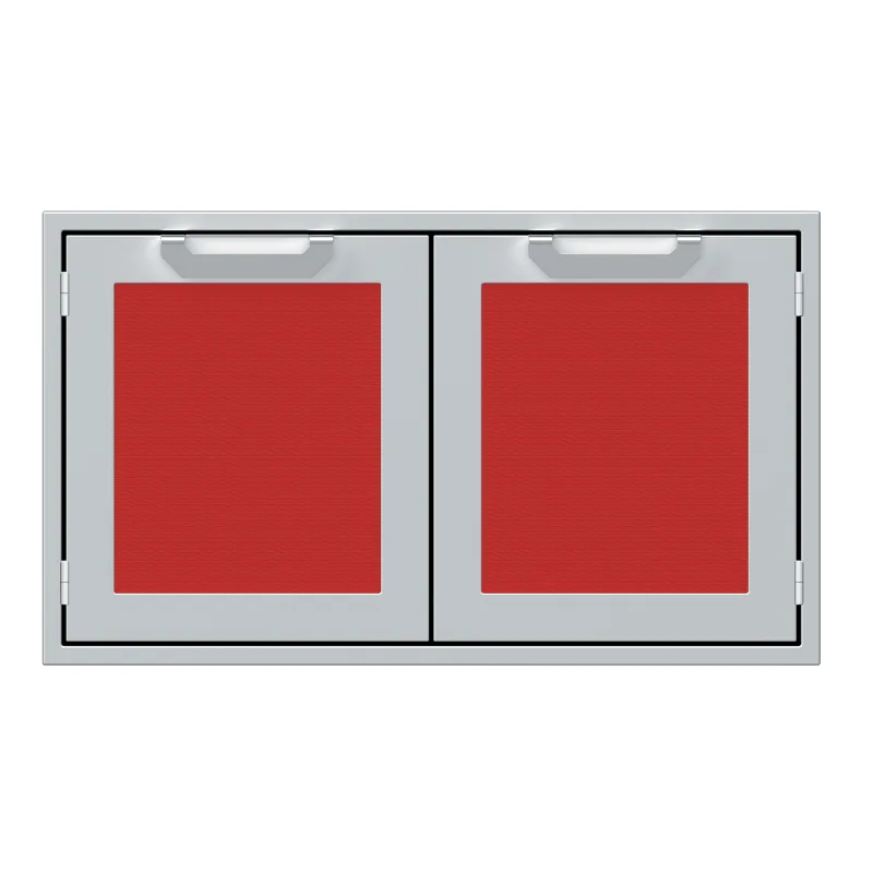 Hestan 36-Inch Double Sealed Pantry Storage Doors Front View Red
