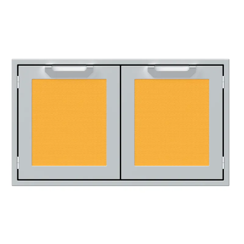 Hestan 36-Inch Double Sealed Pantry Storage Doors Front View Yellow