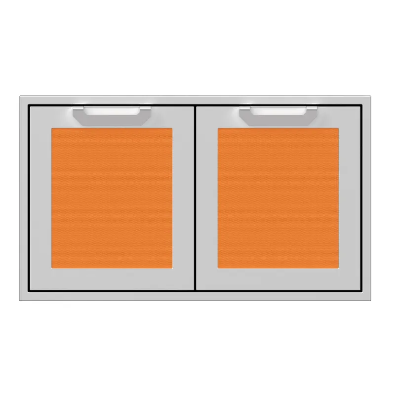 Hestan 36-Inch Double Storage Doors Front View Orange