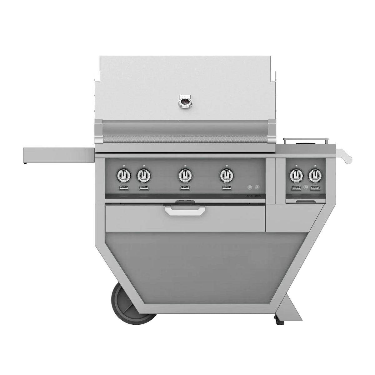 Hestan 36-Inch Gas Grill w/ All Infrared Burners, Rotisserie &amp; Double Side Burner on Deluxe Cart Stainless Steel