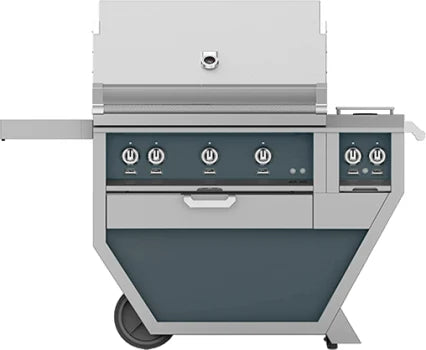 Hestan 36-Inch Gas Grill w/ All Infrared Burners, Rotisserie &amp; Double Side Burner on Deluxe Cart Dark Gray
