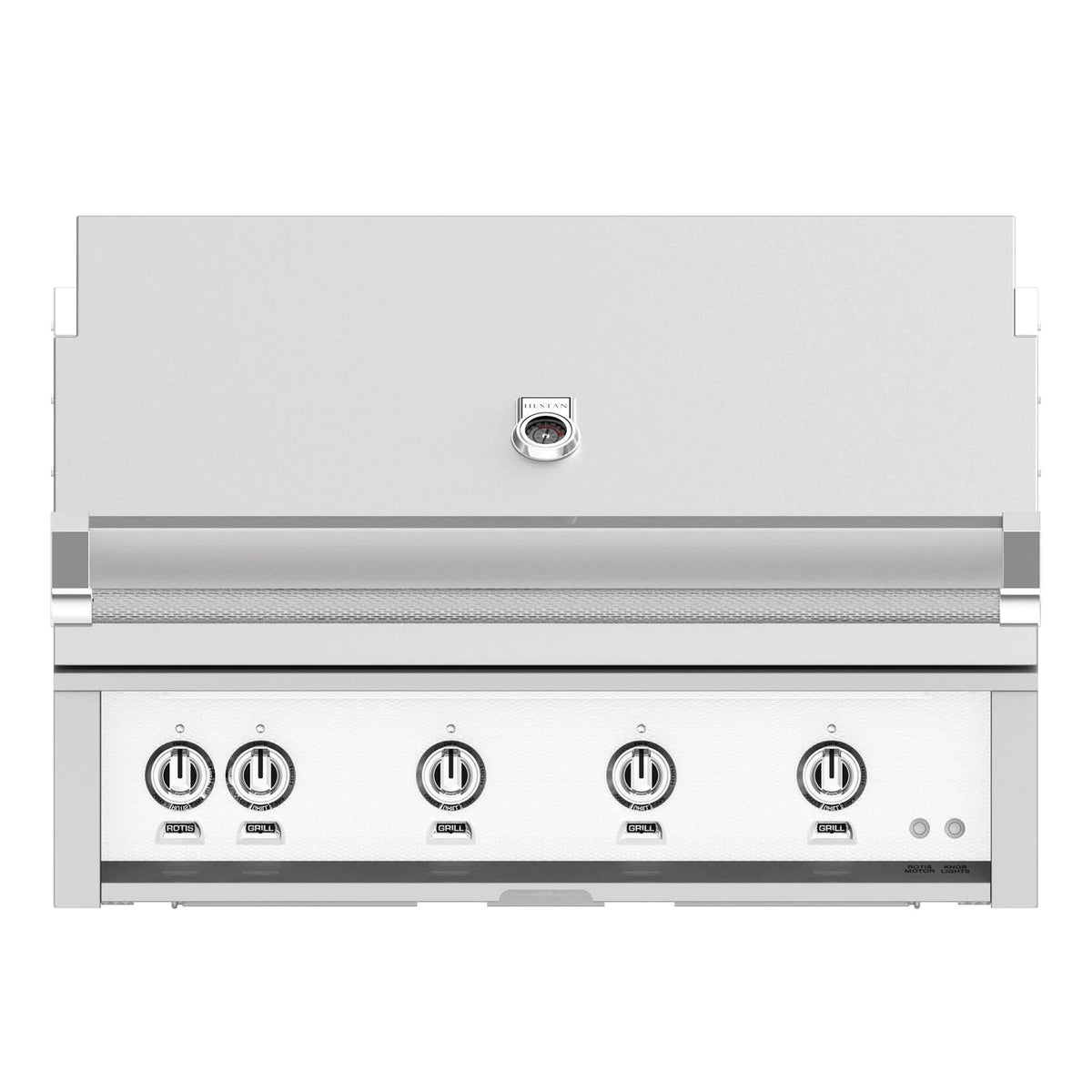 Hestan 42-Inch Built-In Gas Grill with Sear Burner and Rotisserie in white color