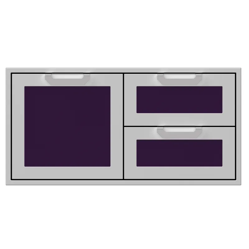 Hestan 42-Inch Double Drawer and Storage Door Combination Front View Purple