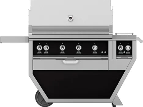 Hestan 42-Inch Gas Grill w/ All Infrared Burners, Rotisserie &amp; Double Side Burner on Deluxe Cart Black