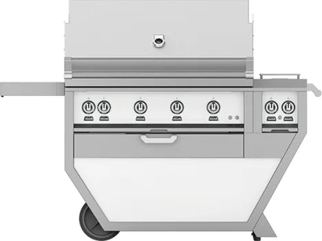 Hestan 42-Inch Gas Grill w/ All Infrared Burners, Rotisserie &amp; Double Side Burner on Deluxe Cart White