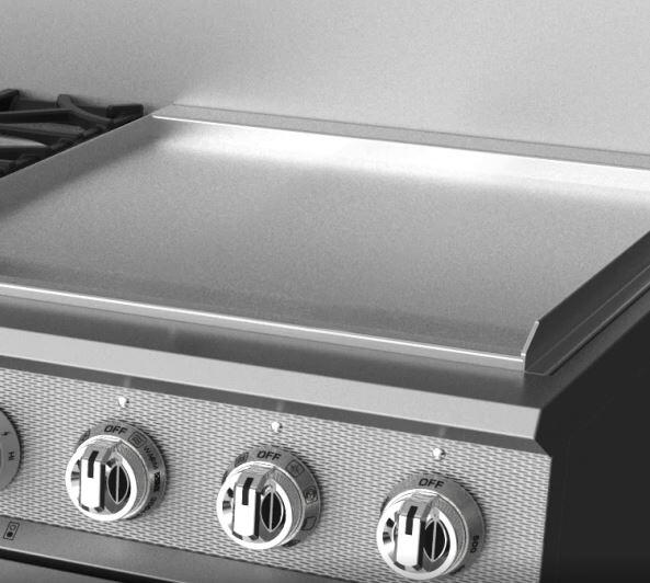 Hestan 48 Inch 4 Burner with 24 Inch Griddle All Gas Double Oven Range Stainless Steel Griddle