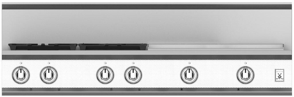 Hestan 48 Inch 4 Burner with 24 Inch Griddle Rangetop Front View WH