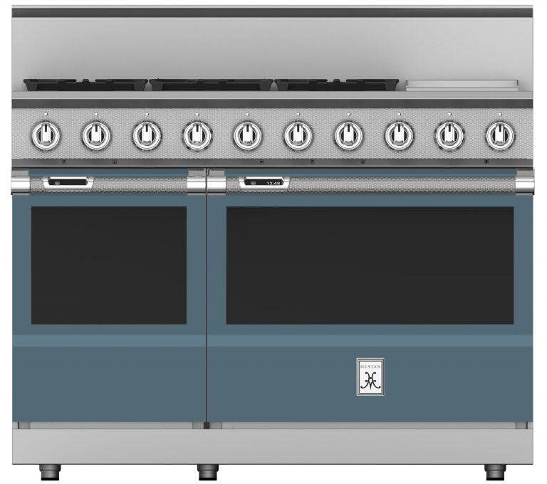 Hestan 48 Inch 5 Burner with Griddle Dual Fuel Double Oven Range GG